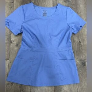 Jaanuu Peplum Blue Scrub Top